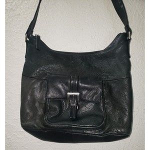 Stone Mountain Black Leather Crossbody Bag Women's Purse Zip Around Flap Pocket